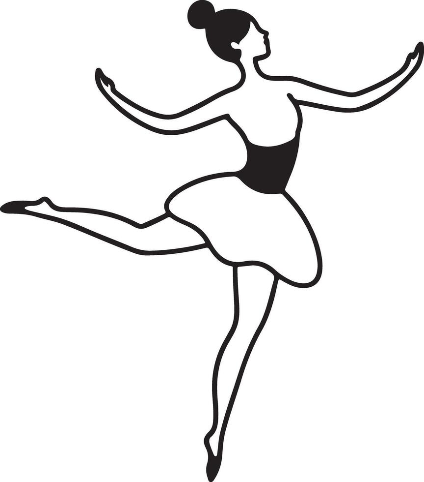 black color Ballet dancer girl icon vector