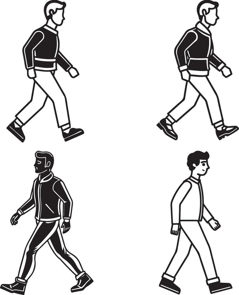 silhouette man walking icon vector