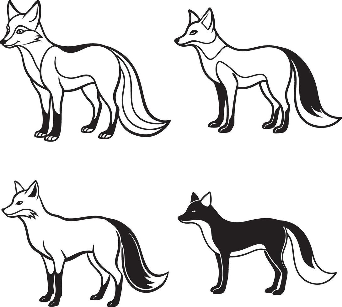 line art fox illustration design vector