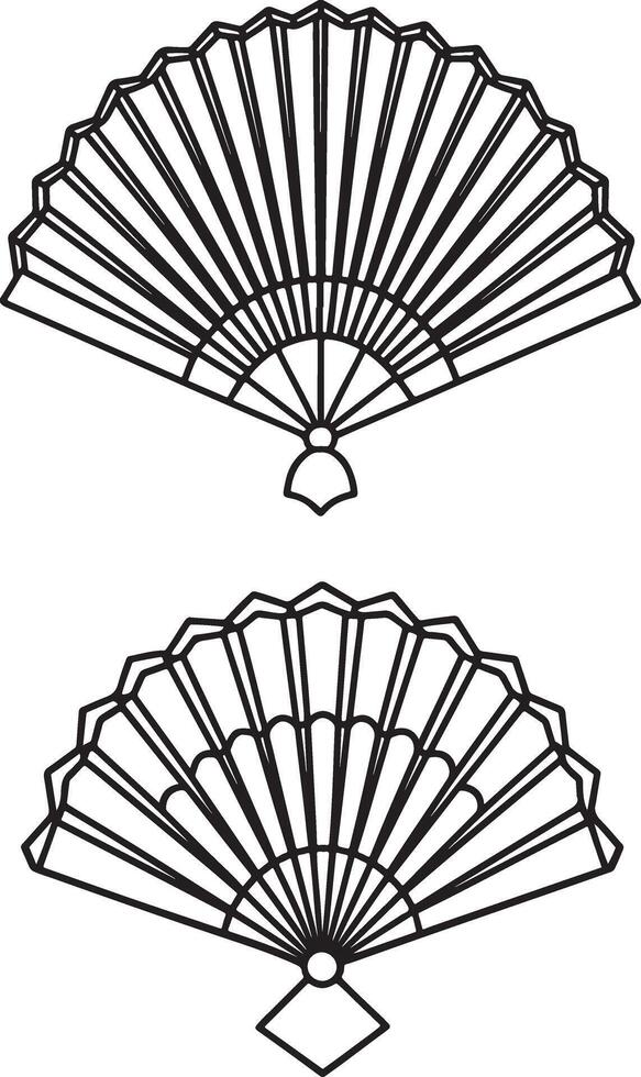 coloring page hand fan illustration vector