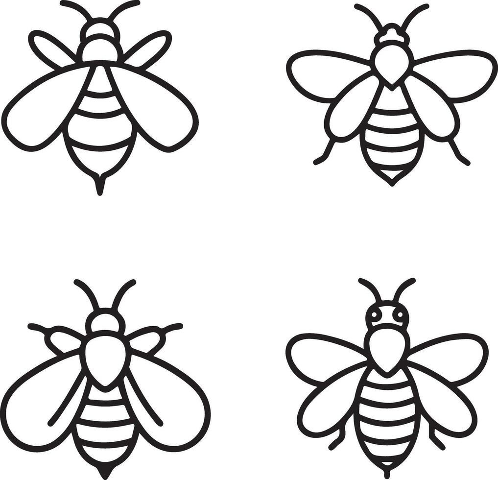 silhouette bee line art image vector