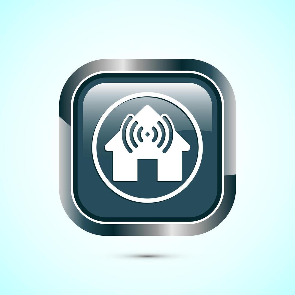 Smart house icon design illustration, Smart home technology and automation, Gray color square button design vector