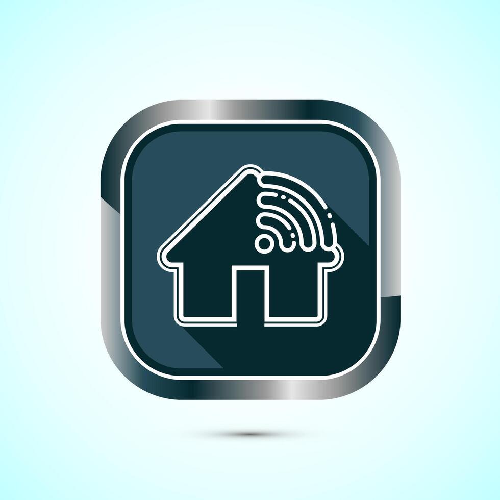 Smart house icon design illustration, Smart home technology and automation, Gray shadow button design vector