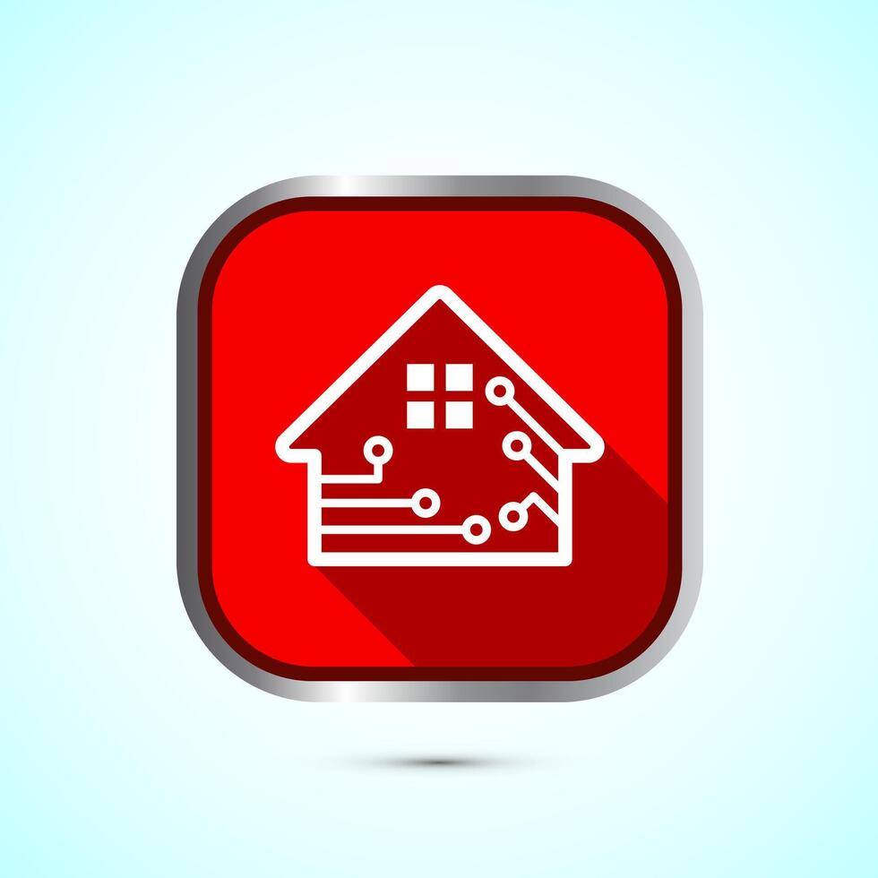 Smart house icon design illustration, Smart home technology and automation, Red shadow button design vector