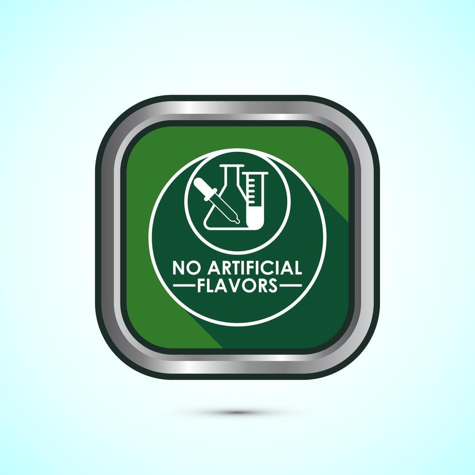 No artificial flavor icon design illustration, Artificial flavor free symbol, Natural product, Green shadow button design vector