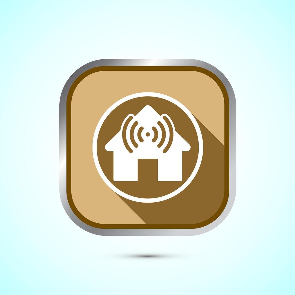Smart house icon design illustration, Smart home technology and automation, Gold shadow button design vector