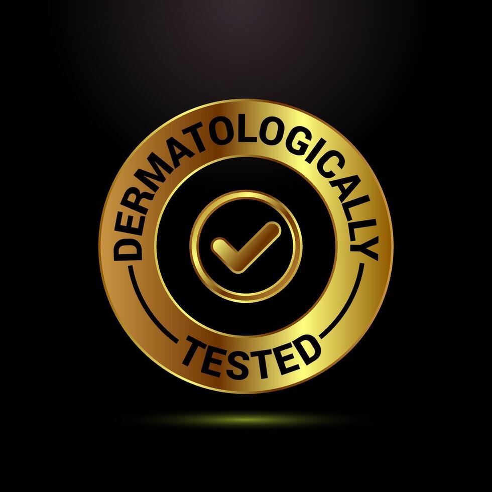 Dermatologically tested icon design illustration, dermatology test and dermatologist clinic icon in gold color style vector