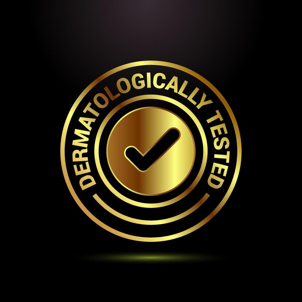 Dermatologically tested icon design, dermatology test and dermatologist clinic icon in gold color vector