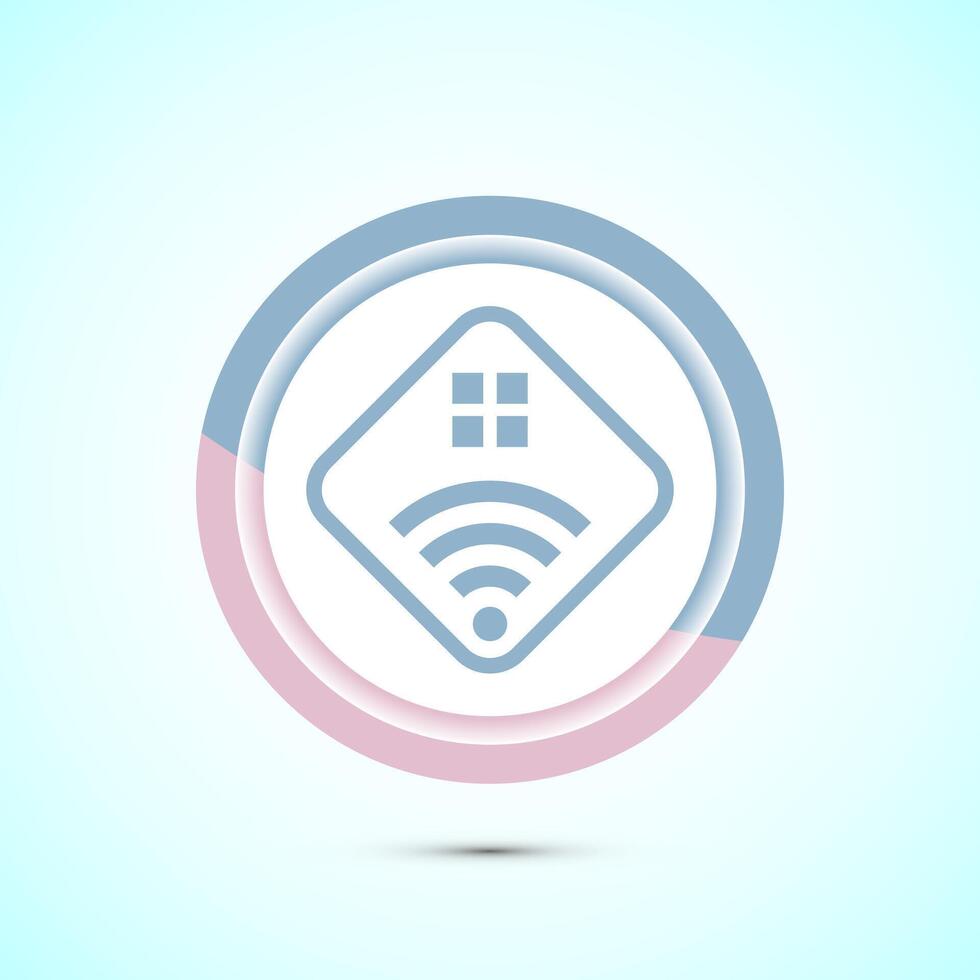 Smart house icon design illustration, technology and automation, Pastel color button vector