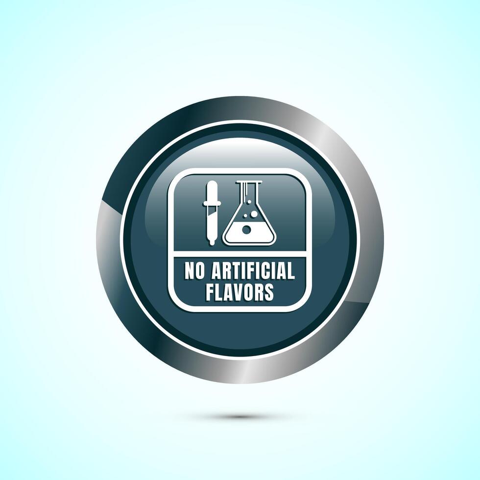 No artificial flavor icon design illustration, Artificial flavor free symbol, Natural product, Gray color round button design vector