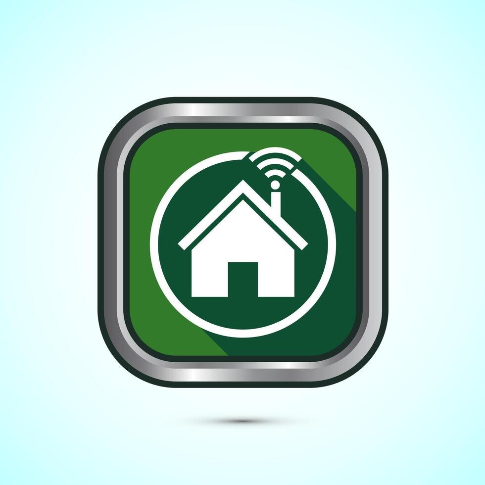Smart house icon design illustration, Smart home technology and automation, Green shadow button design vector