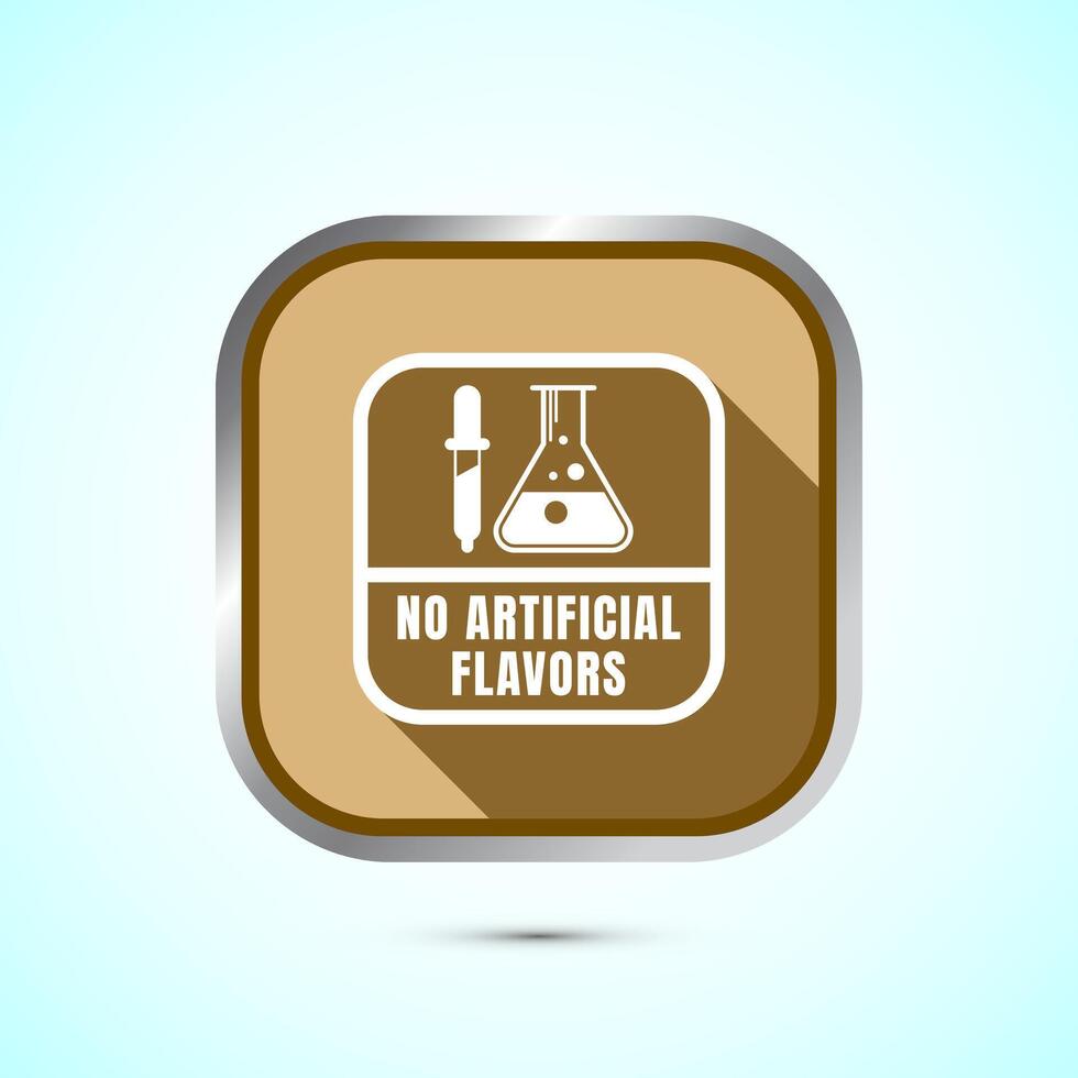 No artificial flavor icon design illustration, Artificial flavor free symbol, Natural product, Gold shadow button design vector