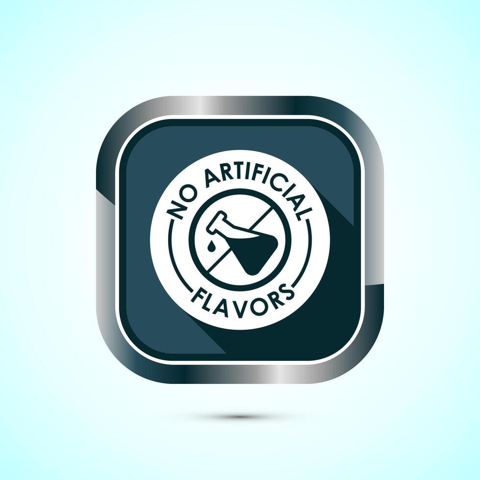 No artificial flavor icon design illustration, Artificial flavor free symbol, Natural product, Gray shadow button design vector