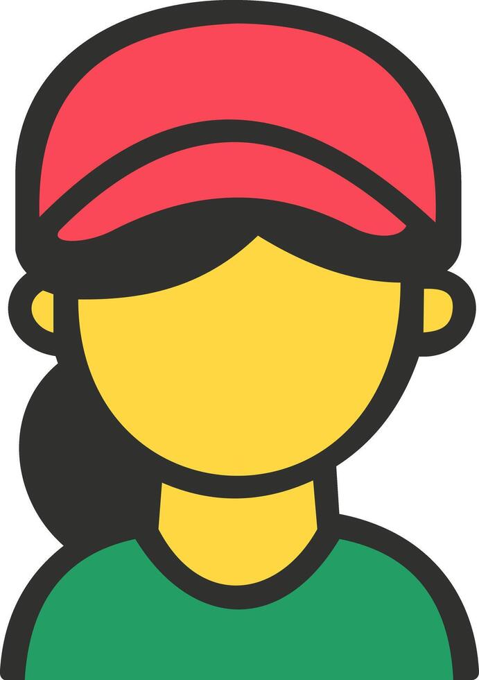 illustration of store worker wearing red cap and green uniform, representing supermarket employee vector