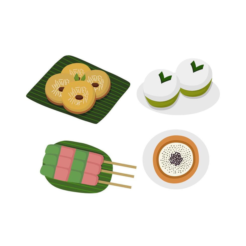 Set Of Indonesian Traditional Dessert vector