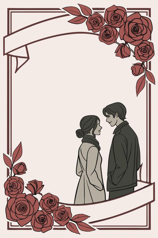 The rich petals of red roses form a decorative border, leaving a blank middle area. vector