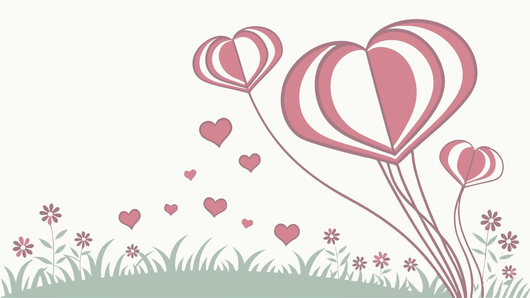 A modern arrangement of paper hearts sits against a soft gradient background. vector