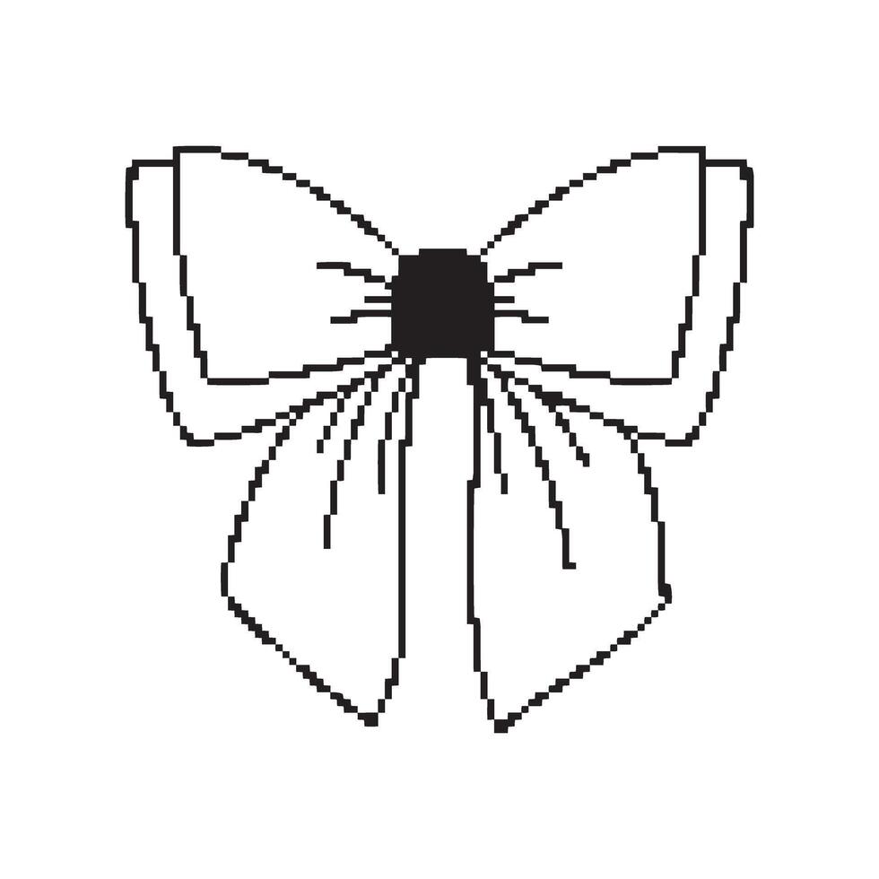 Pixel bow. pixel art. 8 bit bow. illustration of black ribbon vector