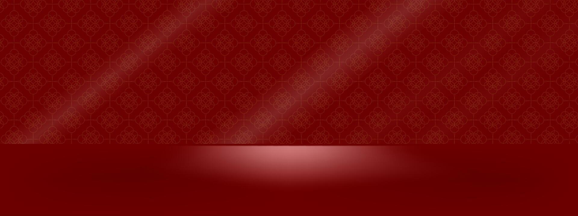 Red background, Chinese pattern, display space, Chinese New Year, Lunar New Year, display products and promotions. vector