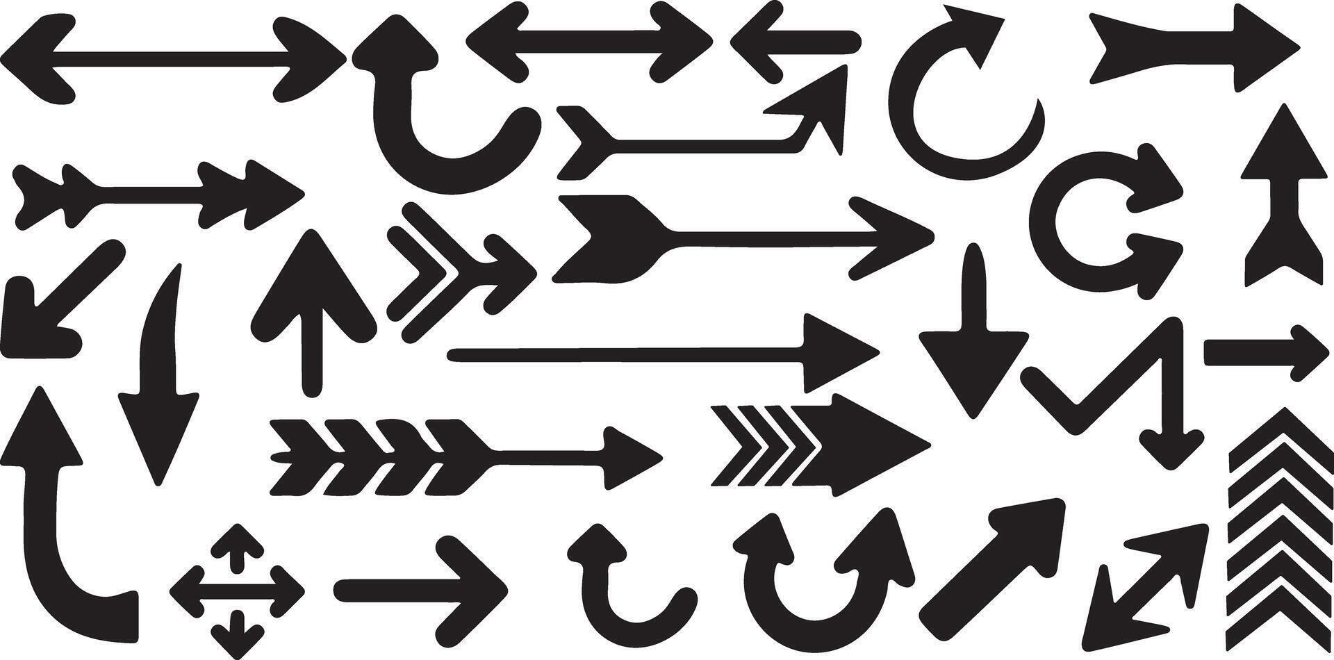 Arrow silhouette icon bundle on white background vector