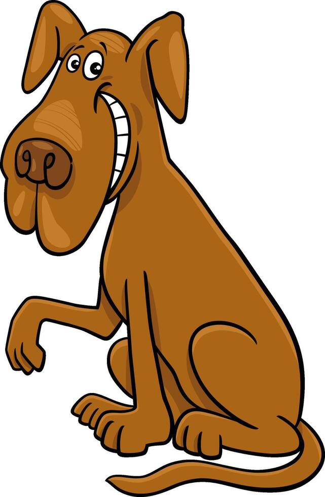 funny cartoon shaggy dog animal character giving a paw vector