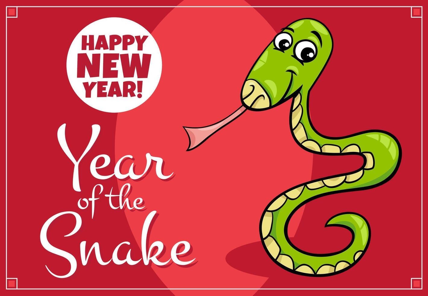 Chinese Snake Year graphic design with funny cartoon character vector