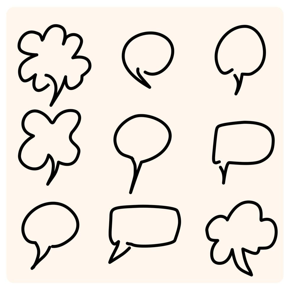 Hand-drawn Speech Bubbles with doodle style drawing vector