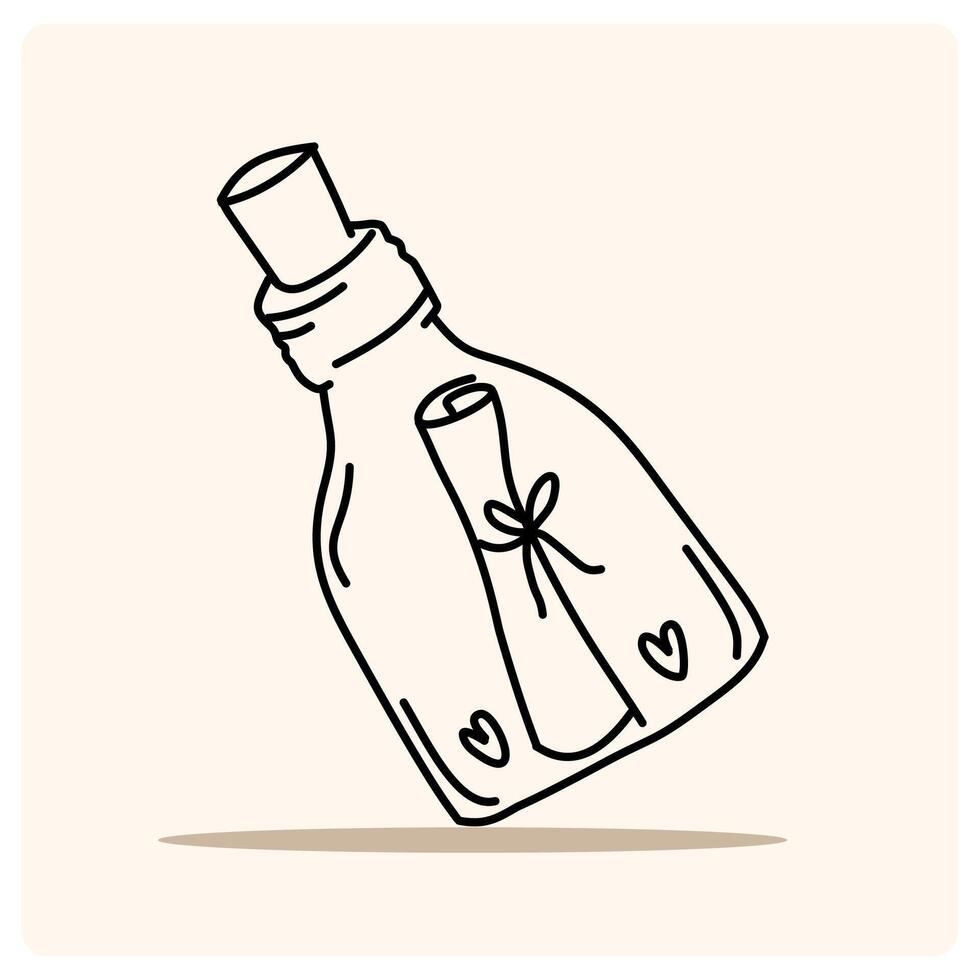 Message in a Bottle with doodle style drawing vector