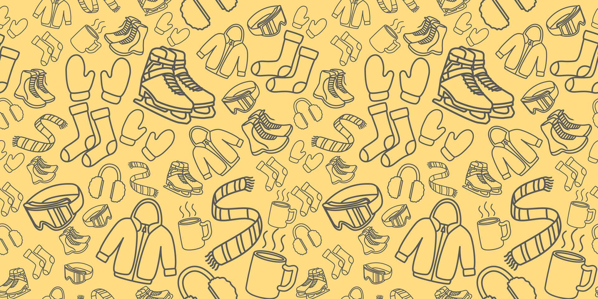 Line winter element pattern design vector
