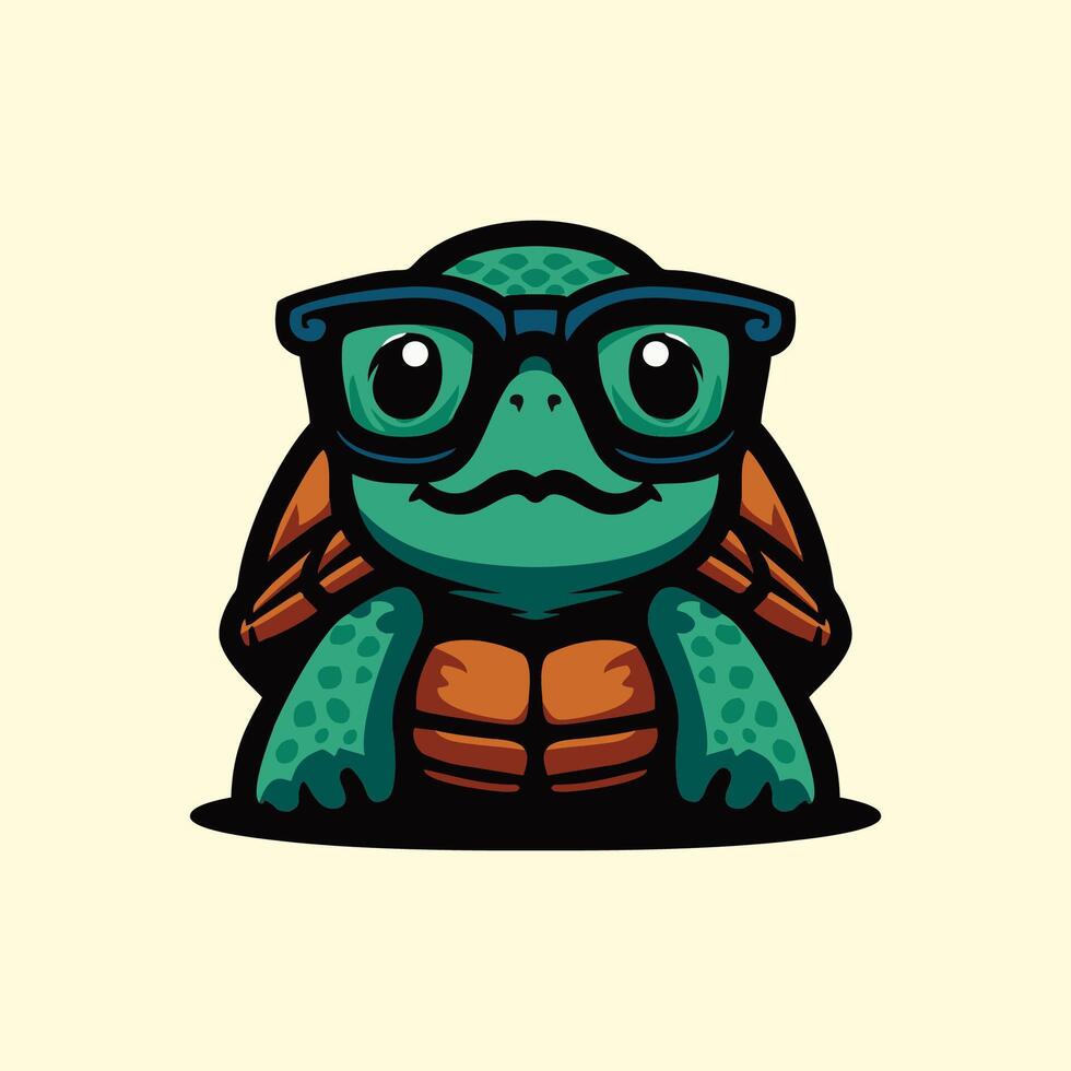 Turtle glasses logo design art illustration vector