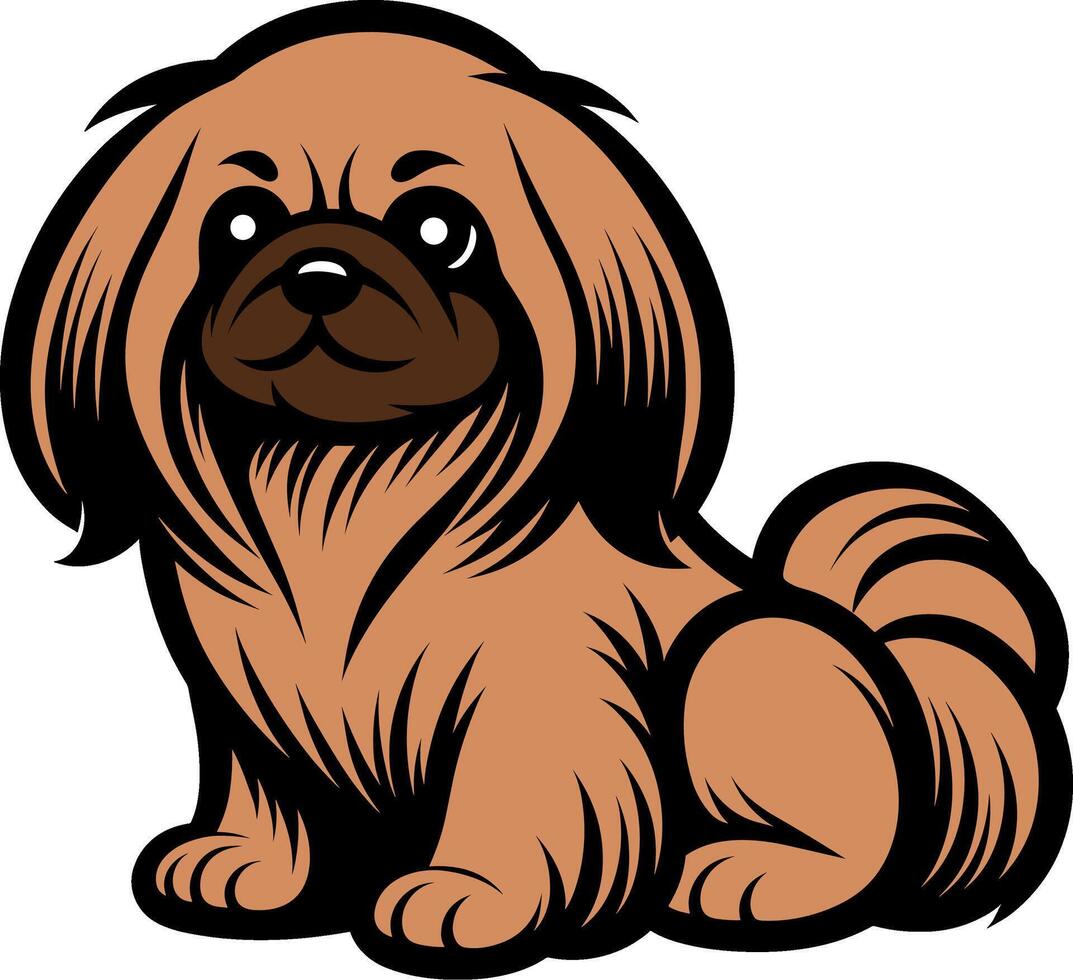 Adorable Pekingese Dog Cartoon Illustration vector