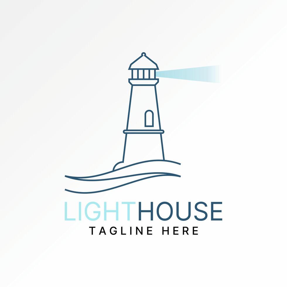 Logo design graphic concept creative premium stock image graphic beach waves light house ray ship island landmark marine navigation tower coast vector