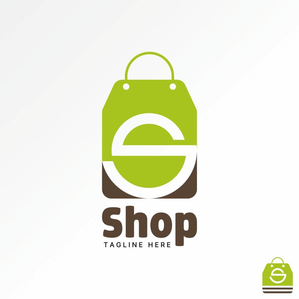 Logo design graphic concept creative premium stock image graphic initial S font on shopping paper bag ecommerce to trolley online mall purchase vector