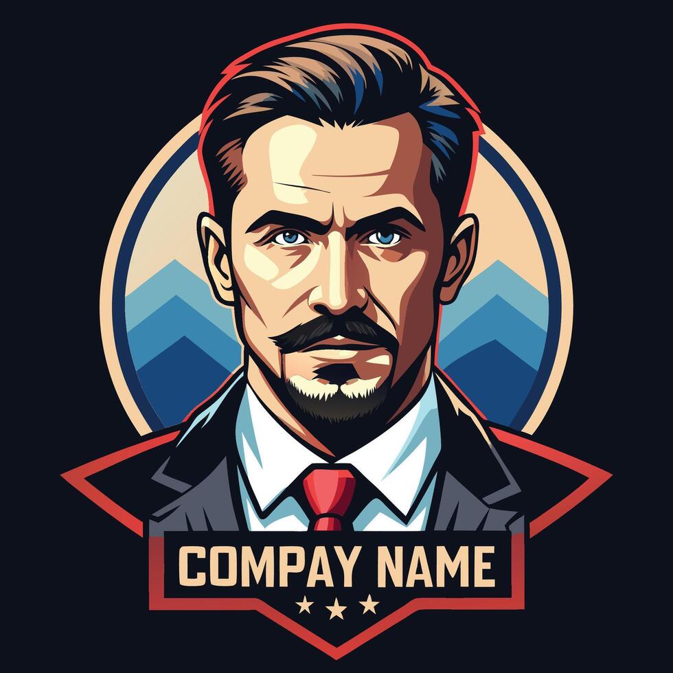a man in a suit and tie with a mustache vector