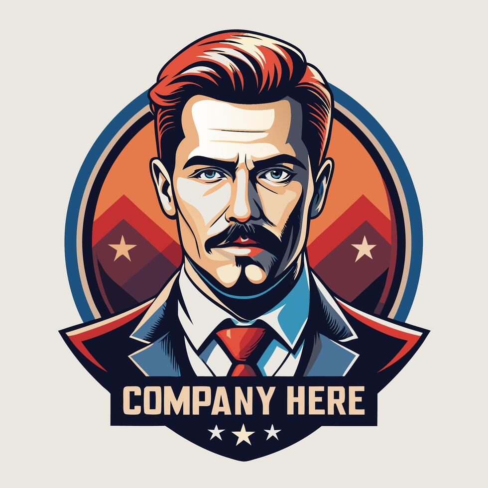 a man with a mustache and mustache in a suit and tie vector