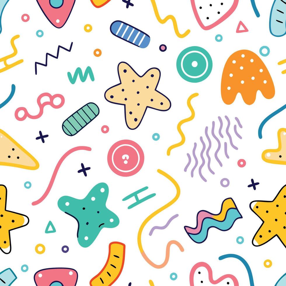 seamless pattern with colorful objects background vector