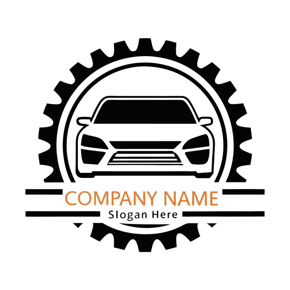 car logo design template with gear wheel vector