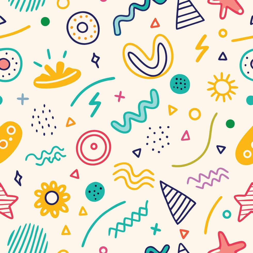 seamless pattern with colorful and shapes vector