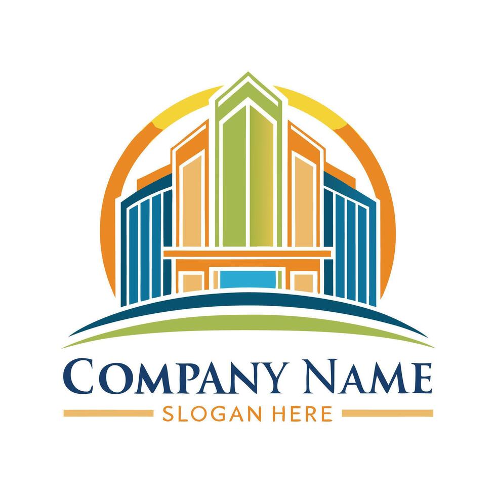 a colorful building logo design vector