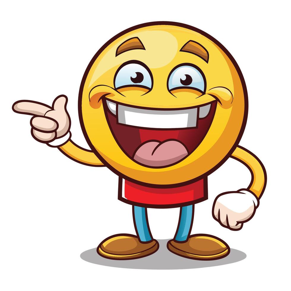 emoticon with a happy face and a point to the side vector