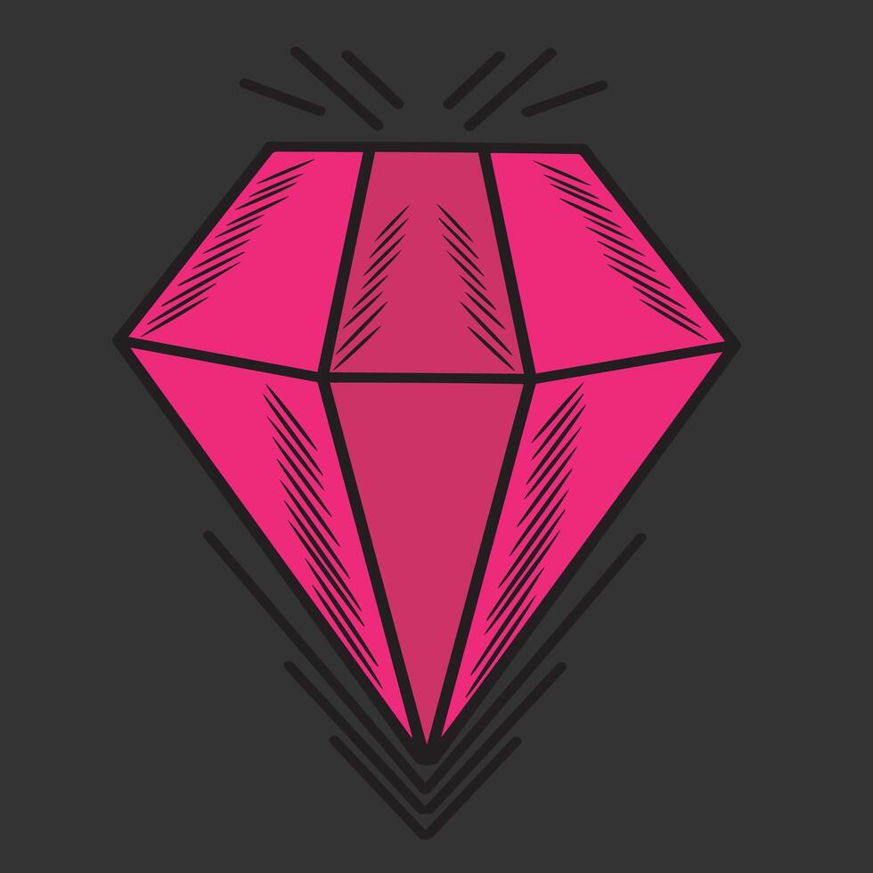 sparkling pink diamond trendy icon design vector