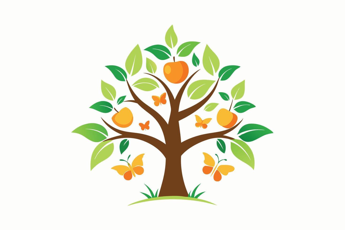 Logo Design Fruit Tree with Butterflies vector