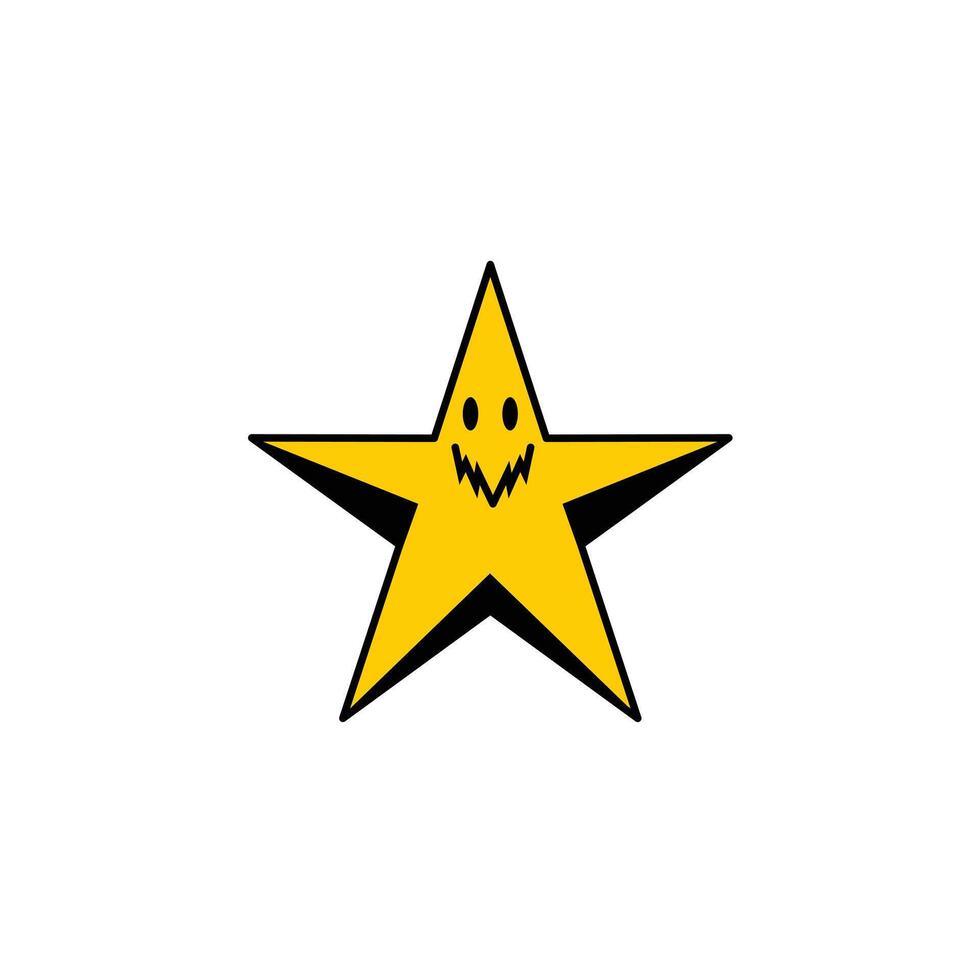 creepy halloween yellow star smile element vector