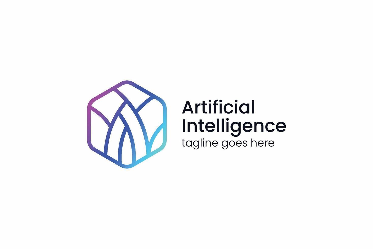 Futuristic AI Logo Featuring Geometric Hexagon and Advanced Technology Elements vector