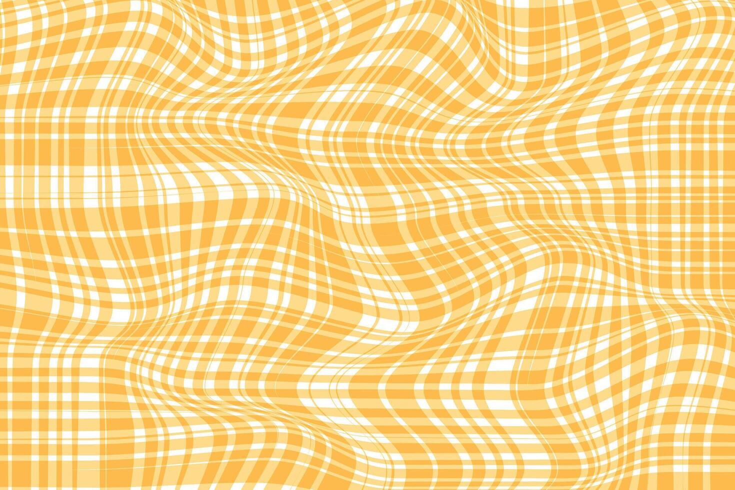simple abstract orange color thin to thick check plaid wavy line pattern yellow and white plaid fabric texture vector