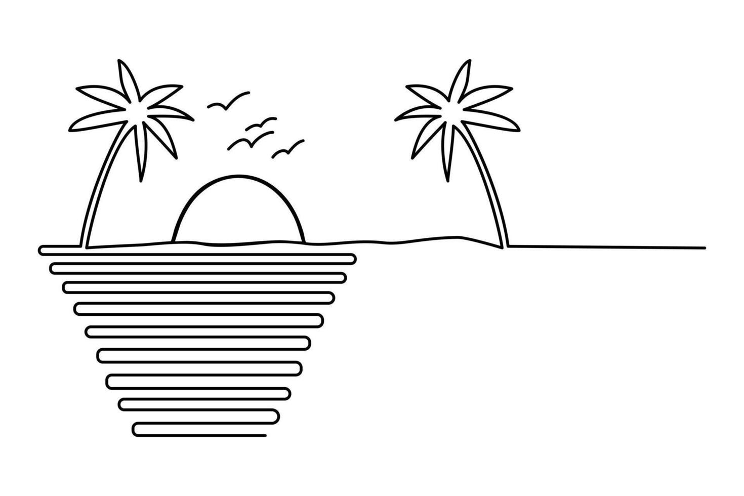 Sunset single-line art evokes a sense of calm and reflection, with one unbroken line representing the fleeting beauty of twilight vector