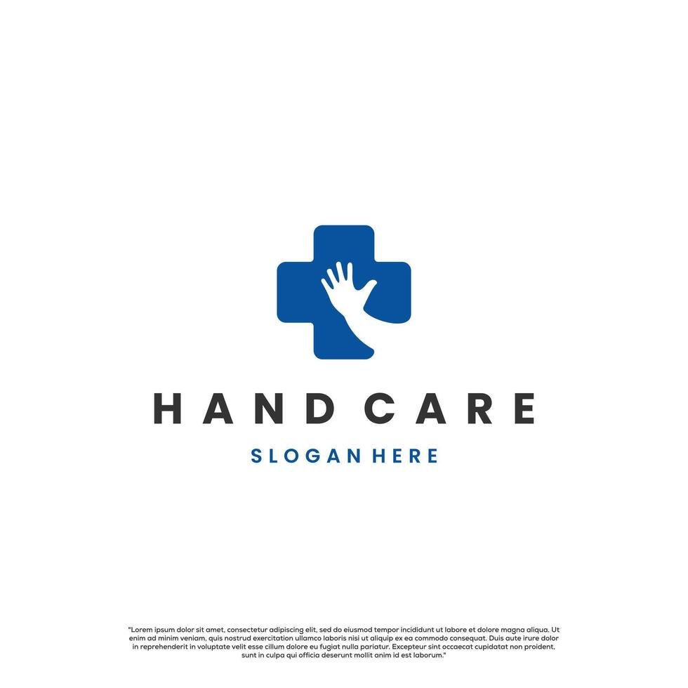 Health care with hand logo design modern concept vector