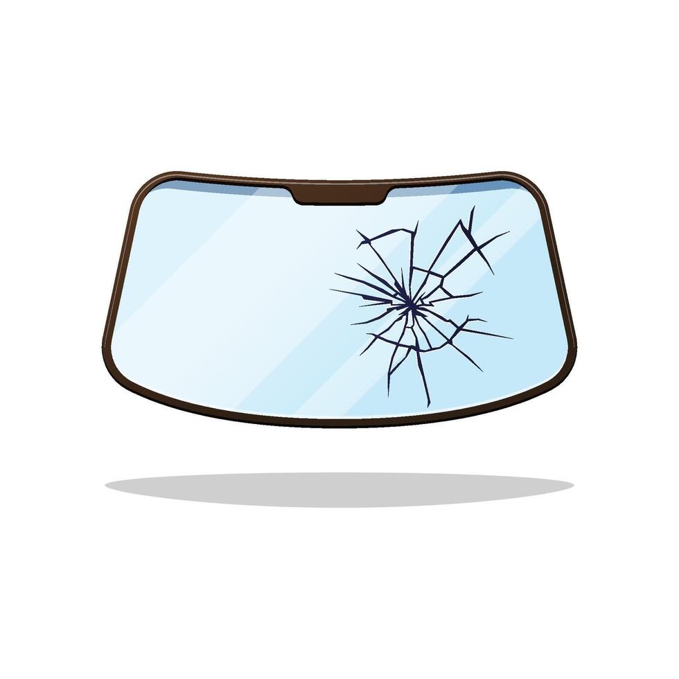 Broken car windshield isolated on white background. vector