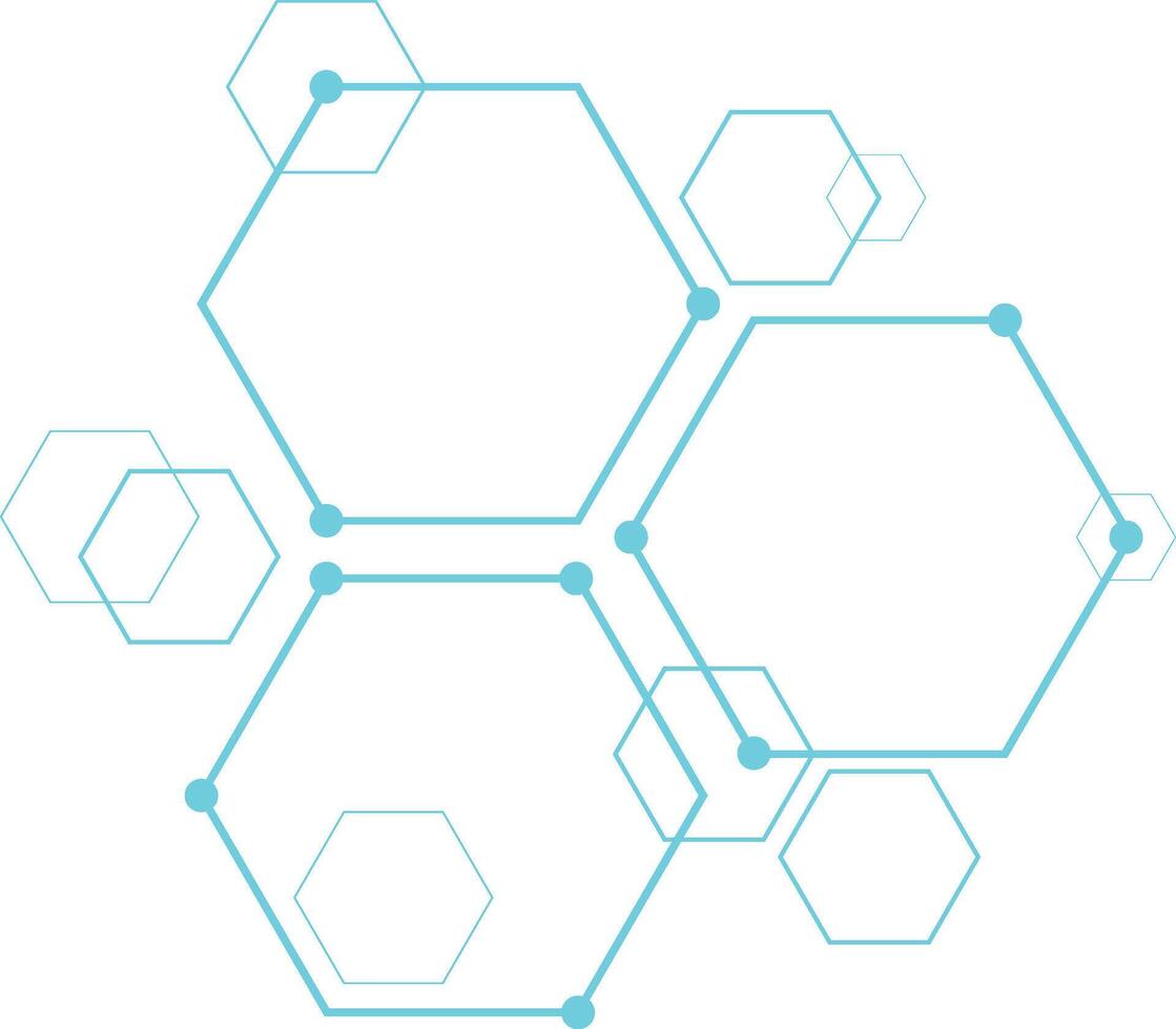 Hexagon technology corner pattern. Hexagon technology element design. Blue hexagon seamless pattern for technology and futuristic concept vector