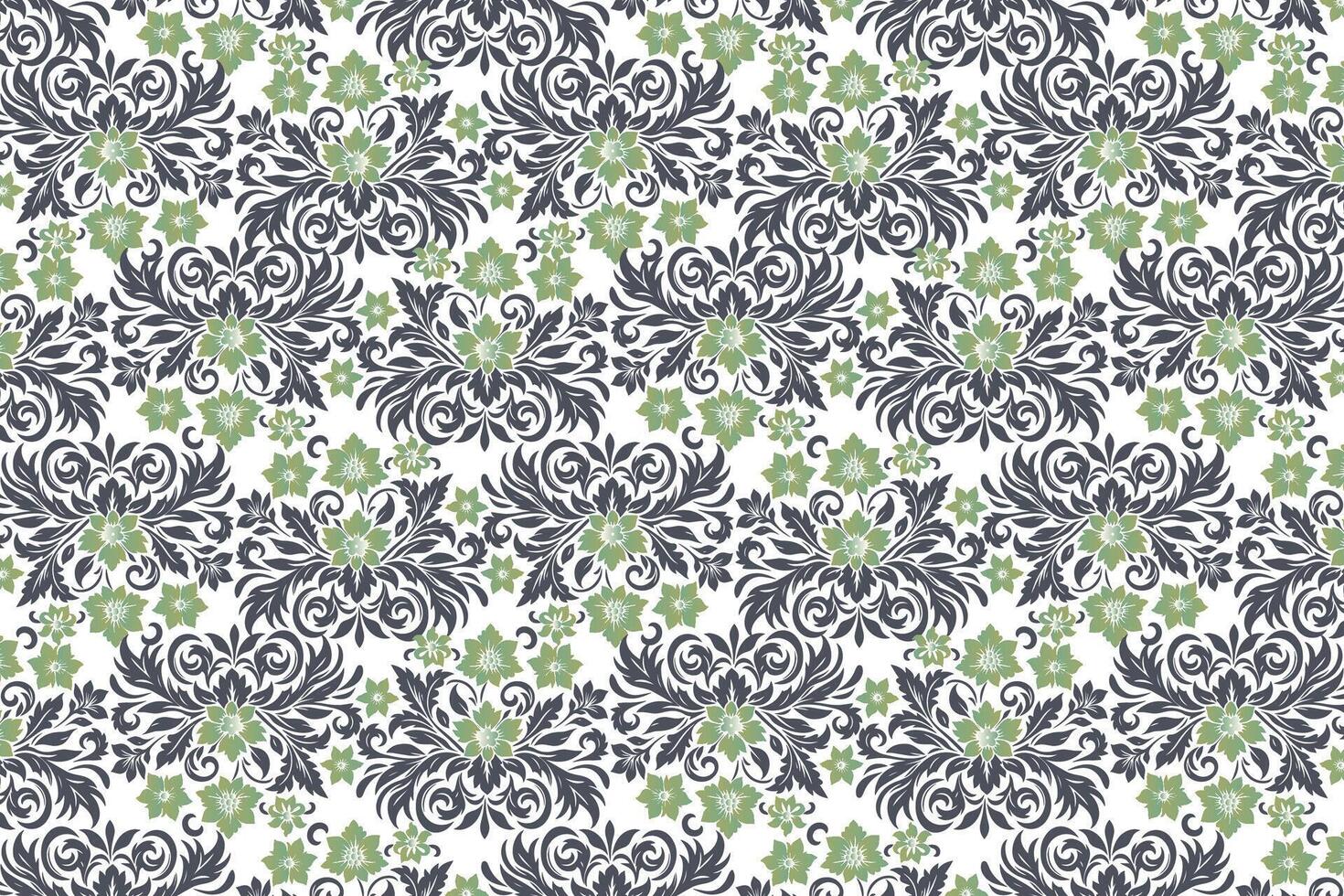 seamless floral pattern featuring intricate ornamental flower and leaf motifs suitable for textile fabric wallpaper fashion design vintage projects and creative patterns vector
